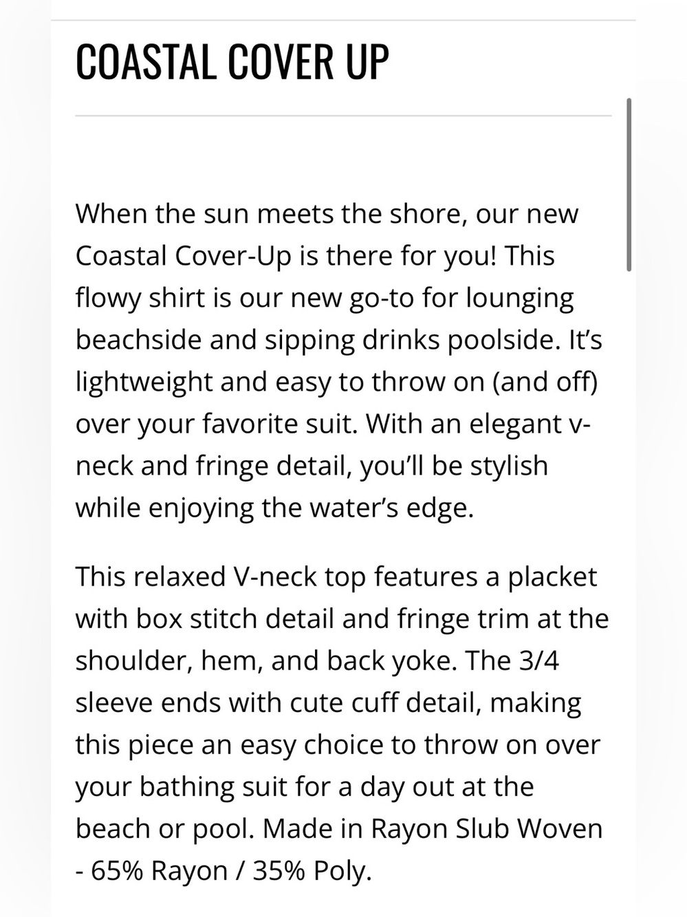 Lularoe Coastal Cover Up - Picture 4 of 4
